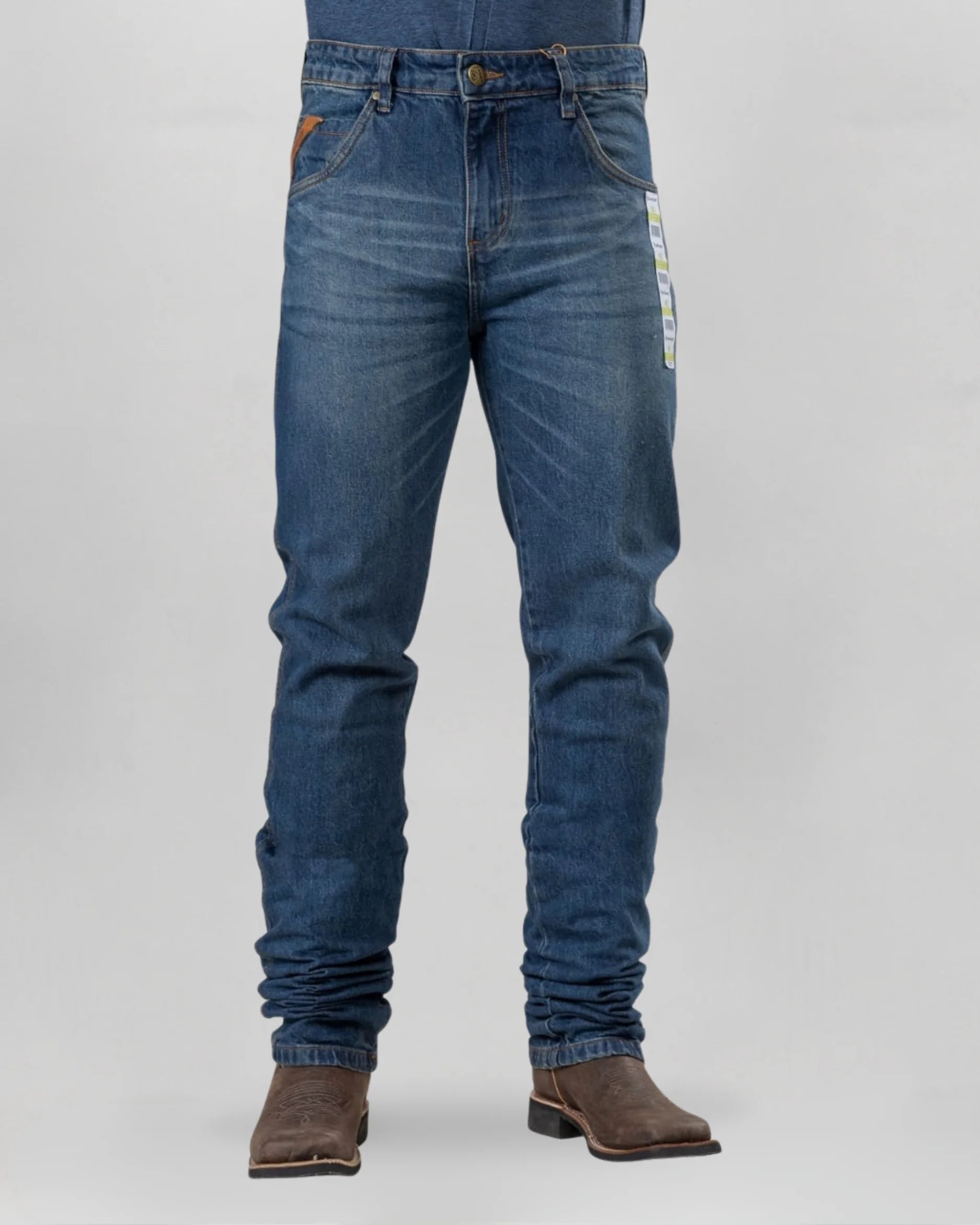 Calça Country Masculina ARIAT M5 Slim bege claro vista frontal