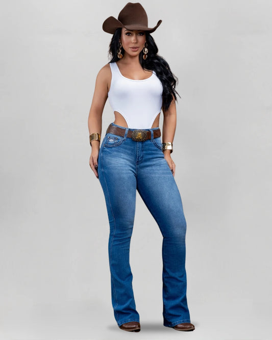 Calça Country ZENS Bordada Feminina bordado lateral vista frontal