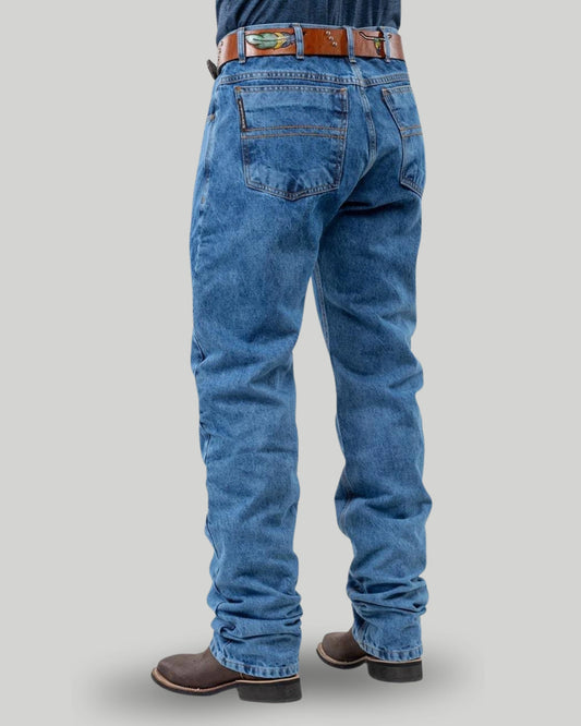Calça country masculina King Farm azul claro stone wash com lavagem Stone Wash