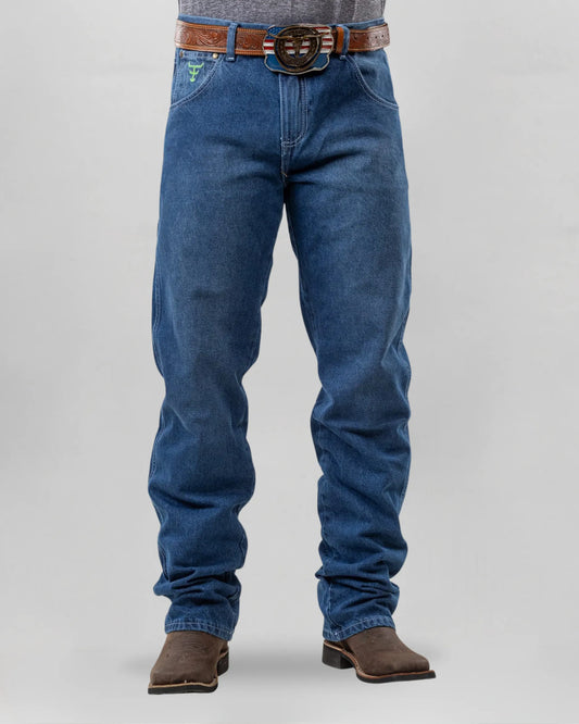 Calça Country Masculina Texas Farm vista frontal jeans resistente