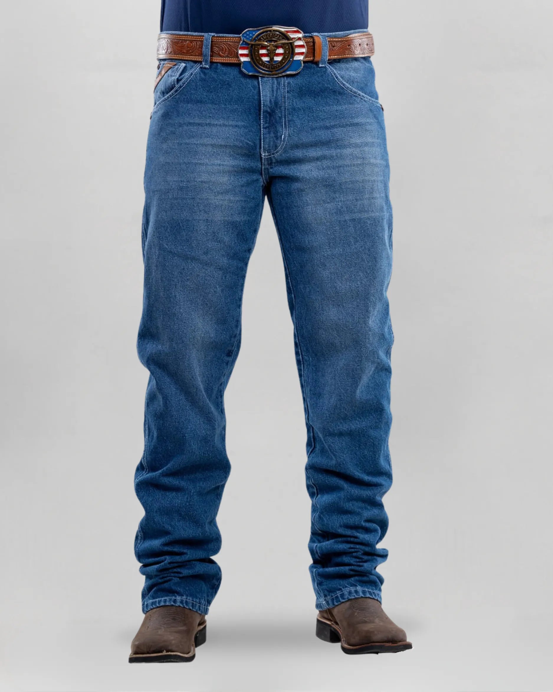 Calça Country Masculina ARIAT Balão Americano vista frontal azul escuro