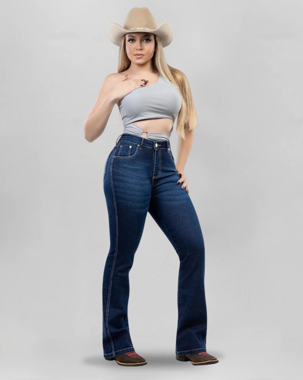 Calça Country ARIAT Feminina vista frontal jeans premium