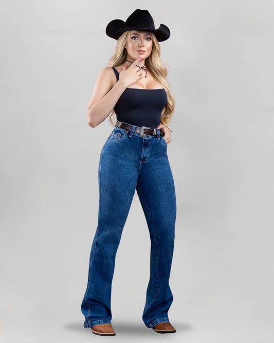 Calça Country ARIAT Feminina azul claro vista frontal