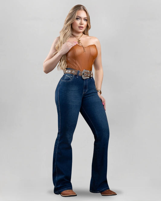 Calça Country ARIAT Feminina índigo vista frontal