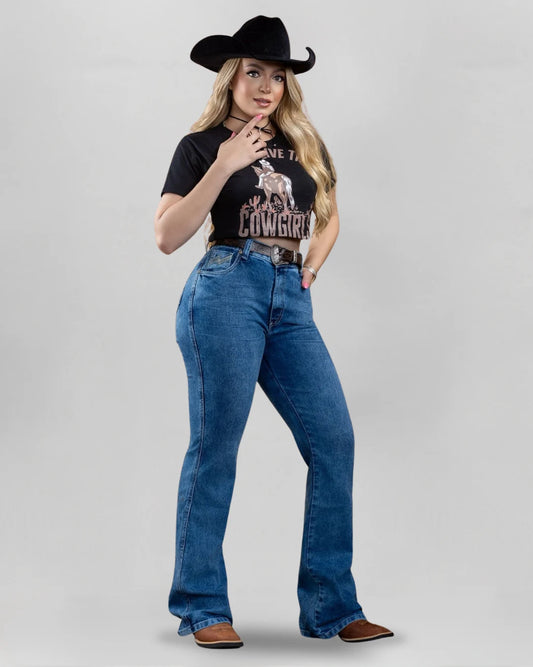 Calça Country ARIAT Bordada Feminina rose gold vista frontal