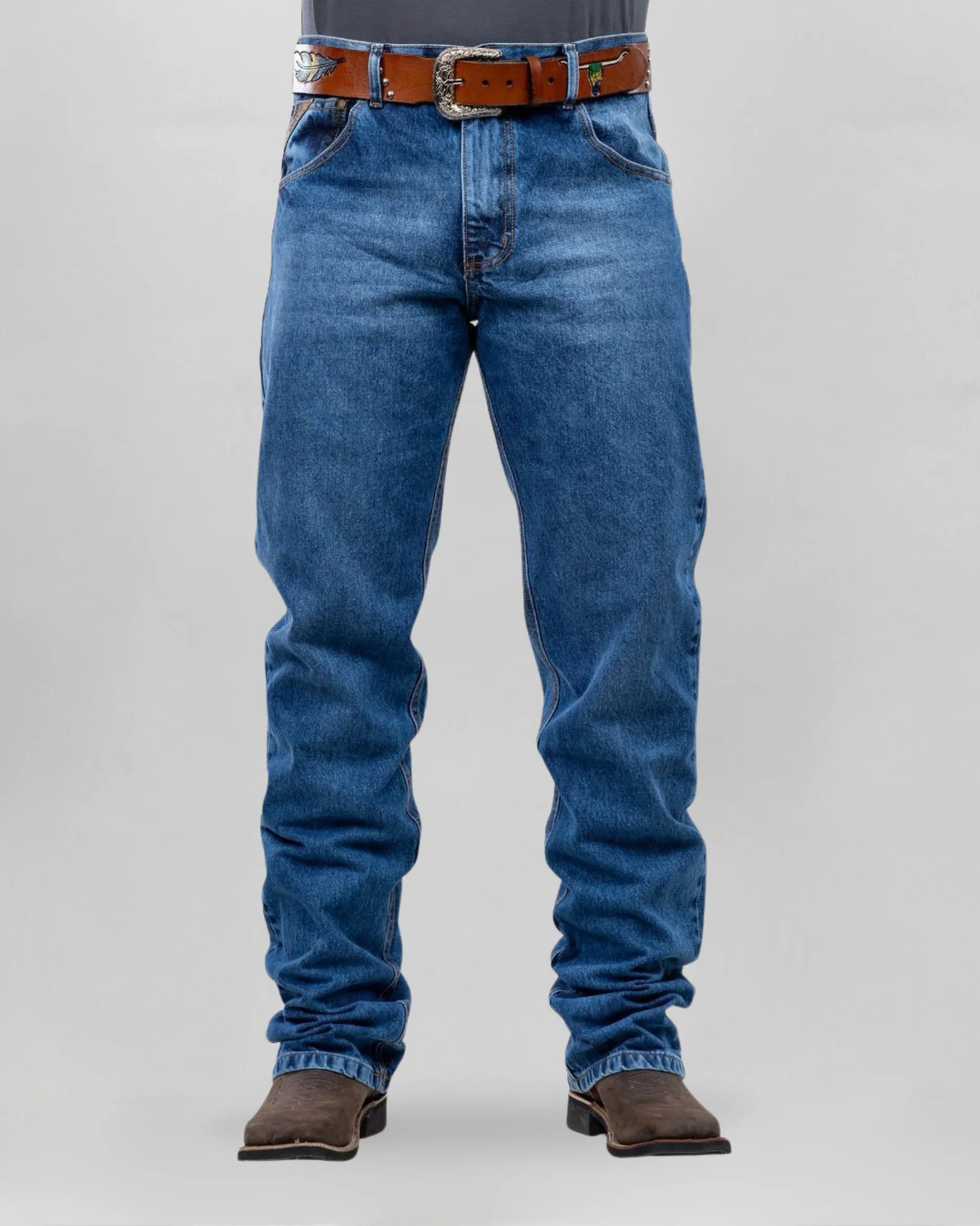 Calça Country Masculina ARIAT Balão Americano Lavagem Stonewashed vista frontal