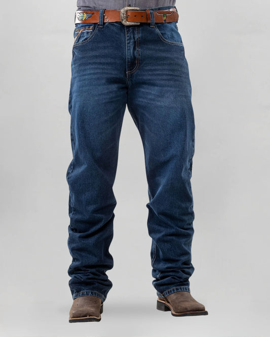 Calça Country Masculina ARIAT Balão Americano Lavagem Média vista frontal
