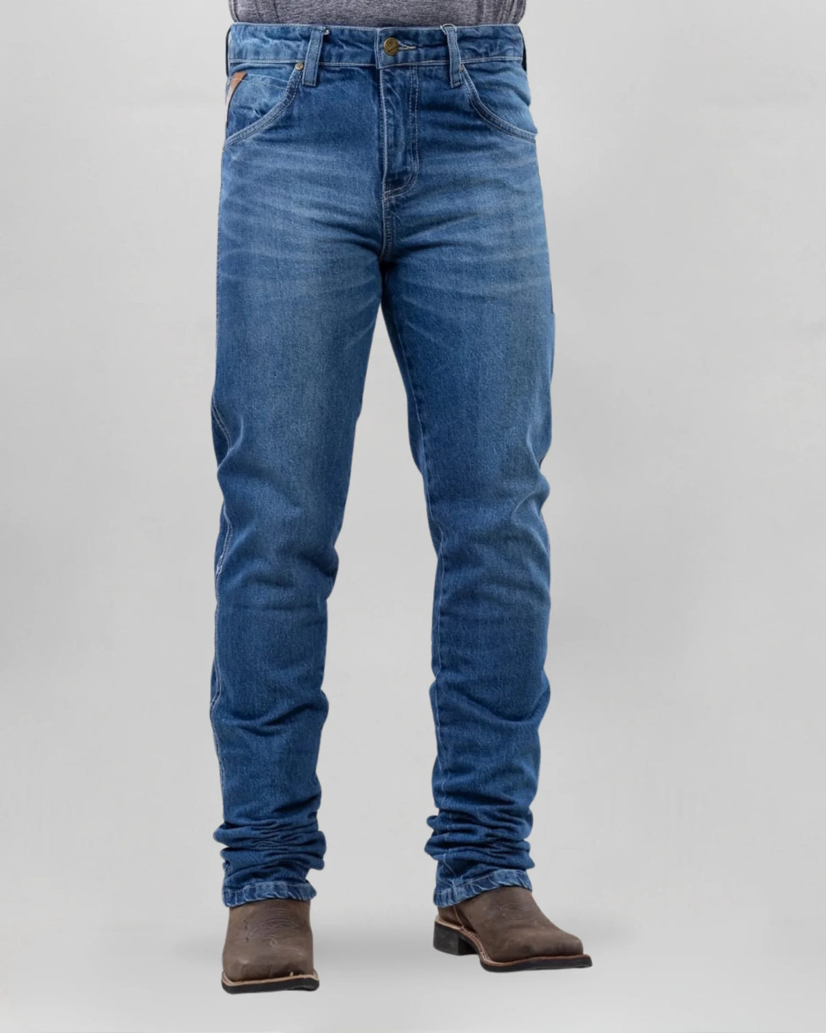 Calça Country Masculina ARIAT M5 Slim cinza vista frontal
