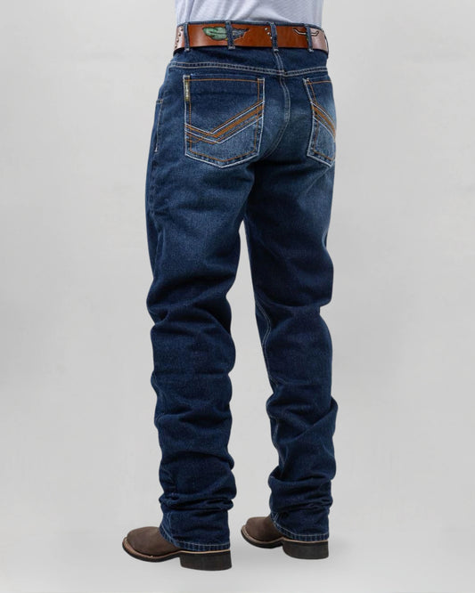 Calça country masculina CINCH azul escuro com bordado em chevron