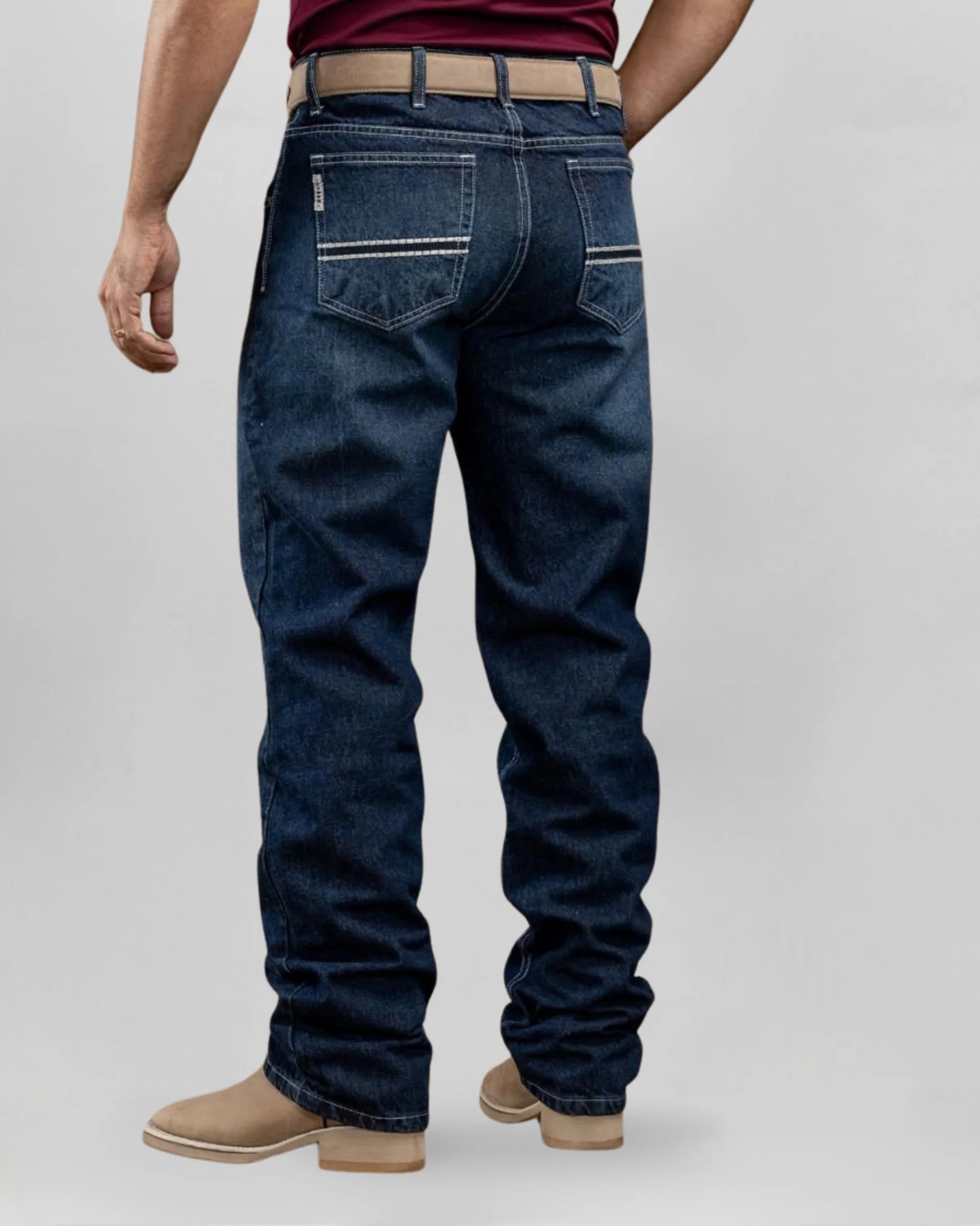 Calça country masculina CINCH azul marinho com costura linear nos bolsos