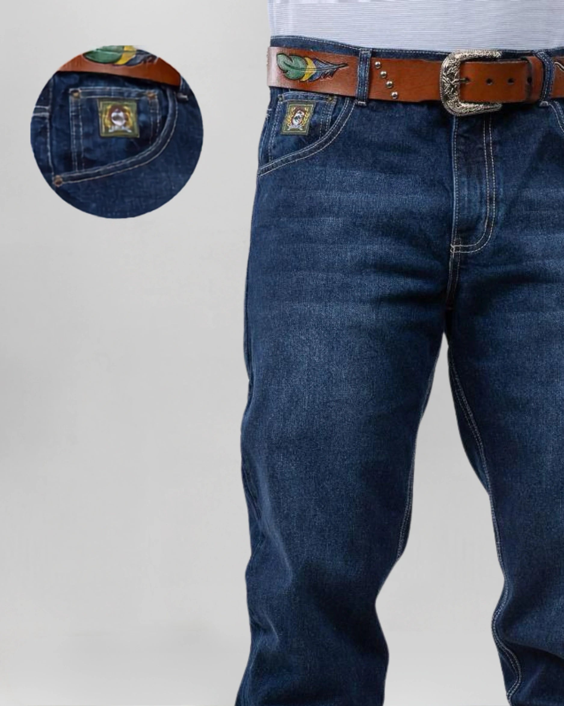 Calça Country Masculina Cinch Balão Americano índigo vista traseira