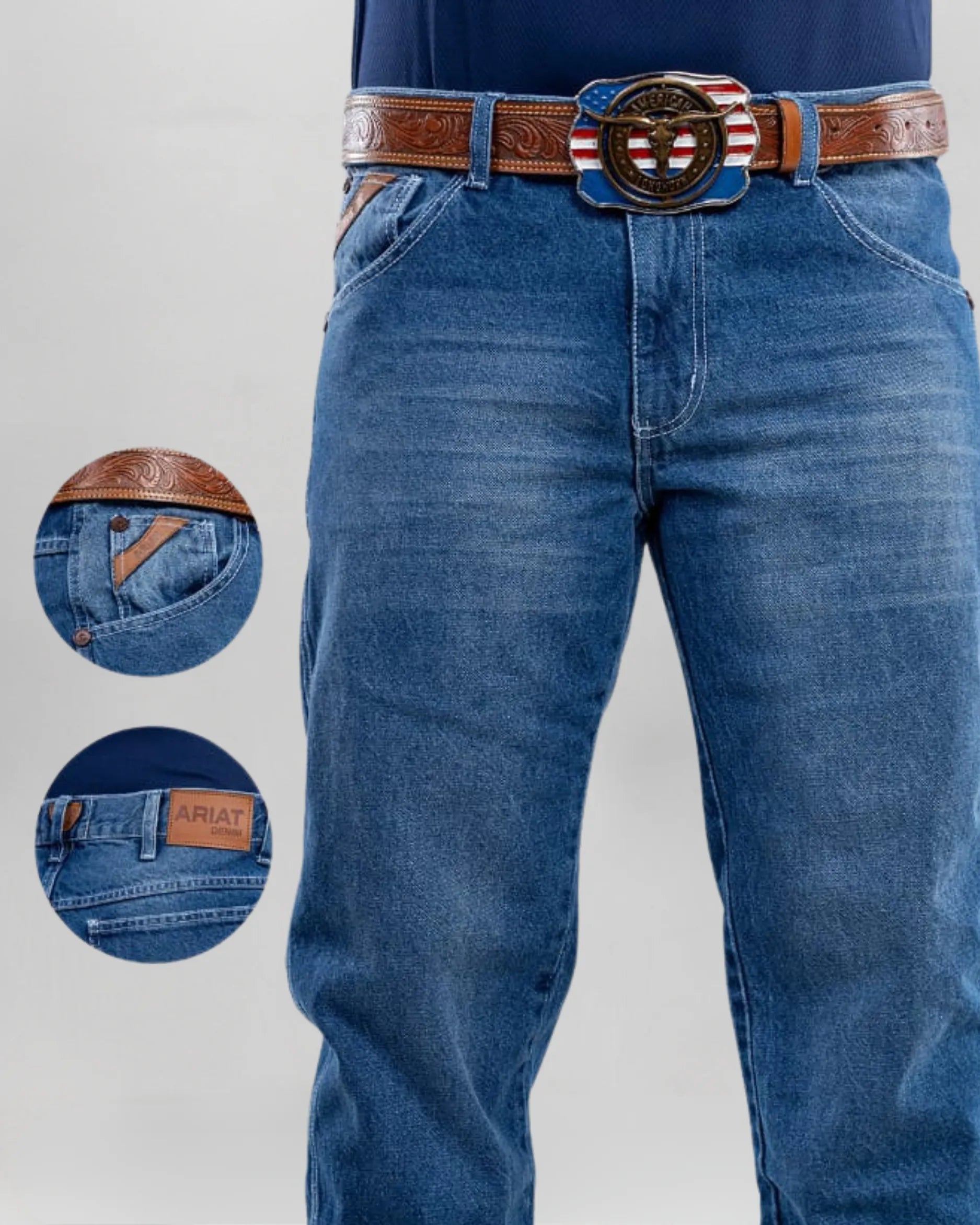 Calça Country Masculina ARIAT Balão Americano vista traseira