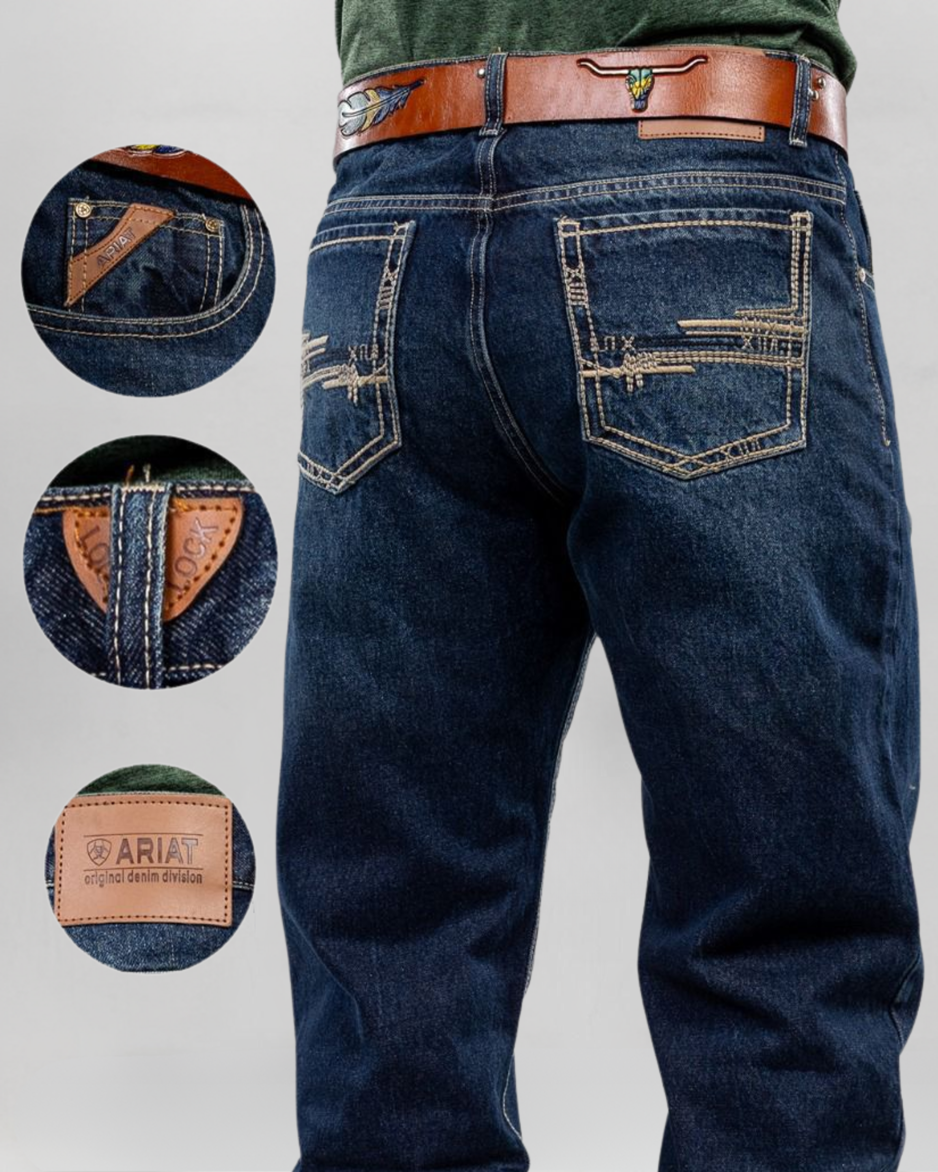 Calça Country Masculina ARIAT Balão Americano preto vista traseira