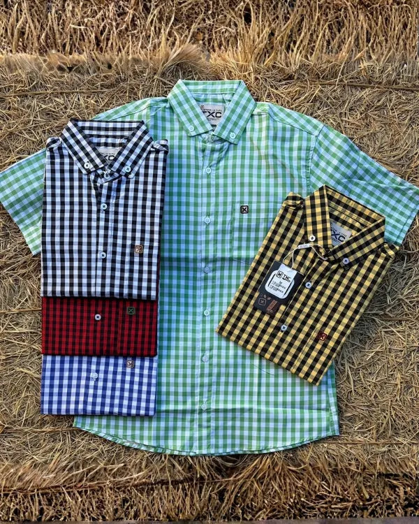 Camisa country masculina TXC de manga curta em padrão xadrez