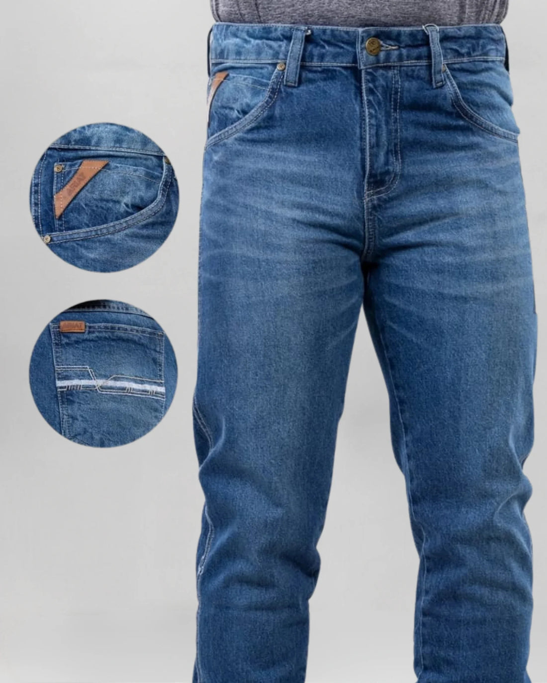 Calça Country Masculina ARIAT M5 Slim cinza vista traseira