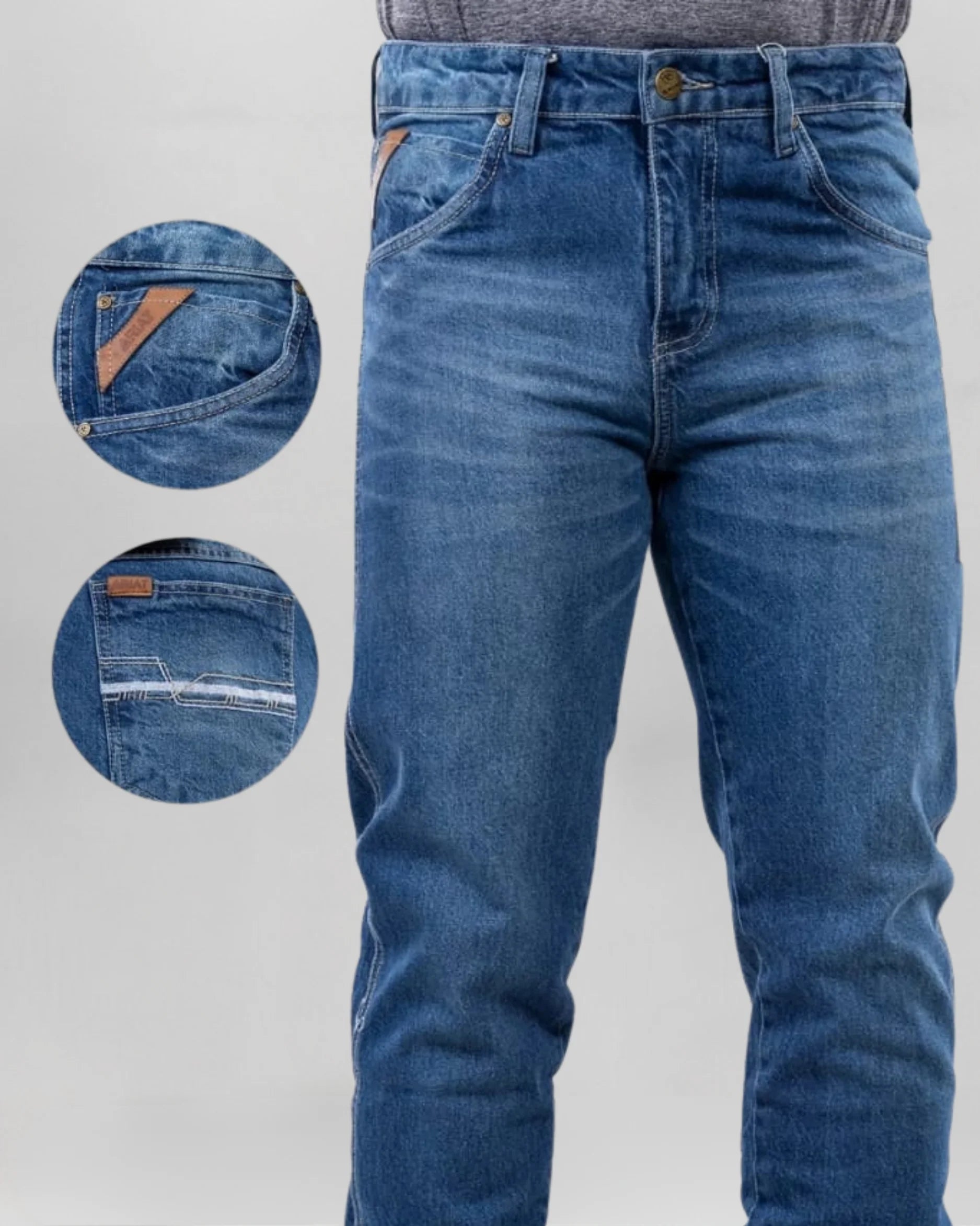 Calça Country Masculina ARIAT M5 Slim cinza vista traseira