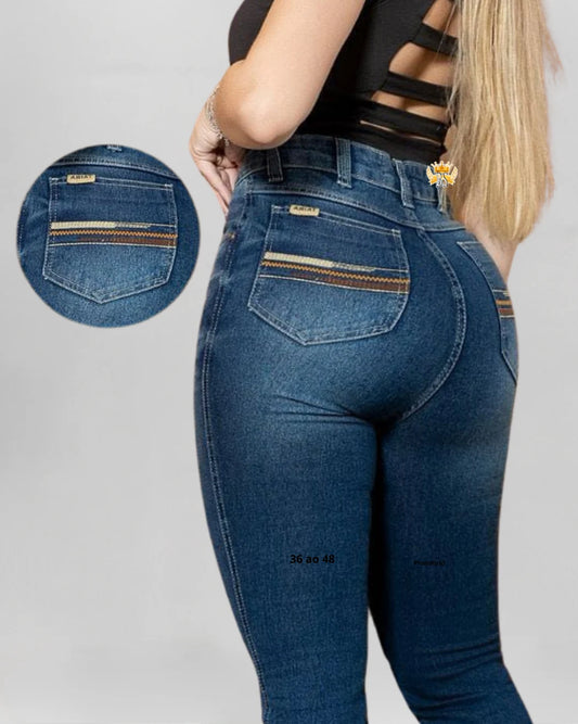 Calça Country ARIAT Bordada Feminina multicolorida vista traseira