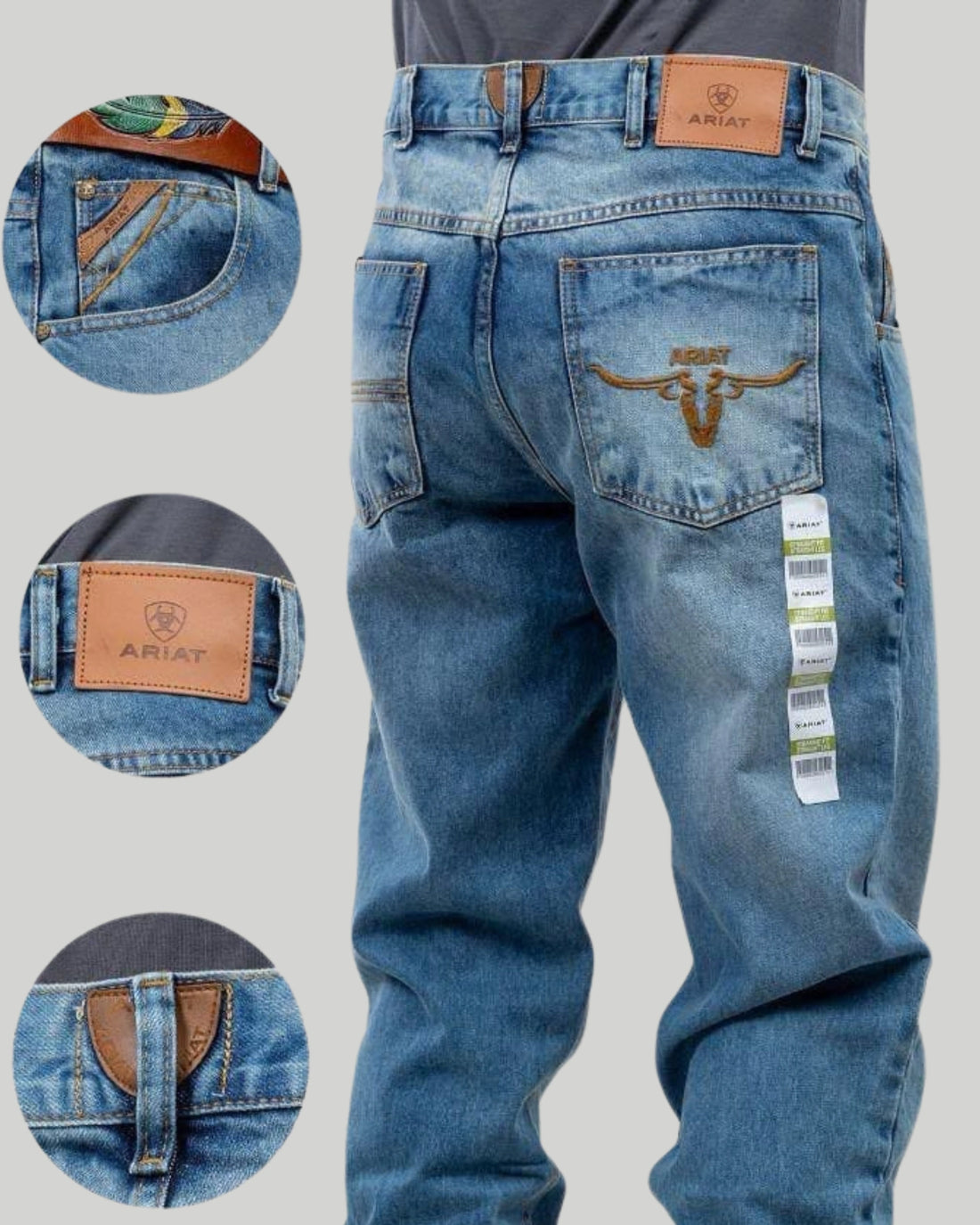Calça Jenas ARIAT M5 Longhorn Stone Balão Masculina