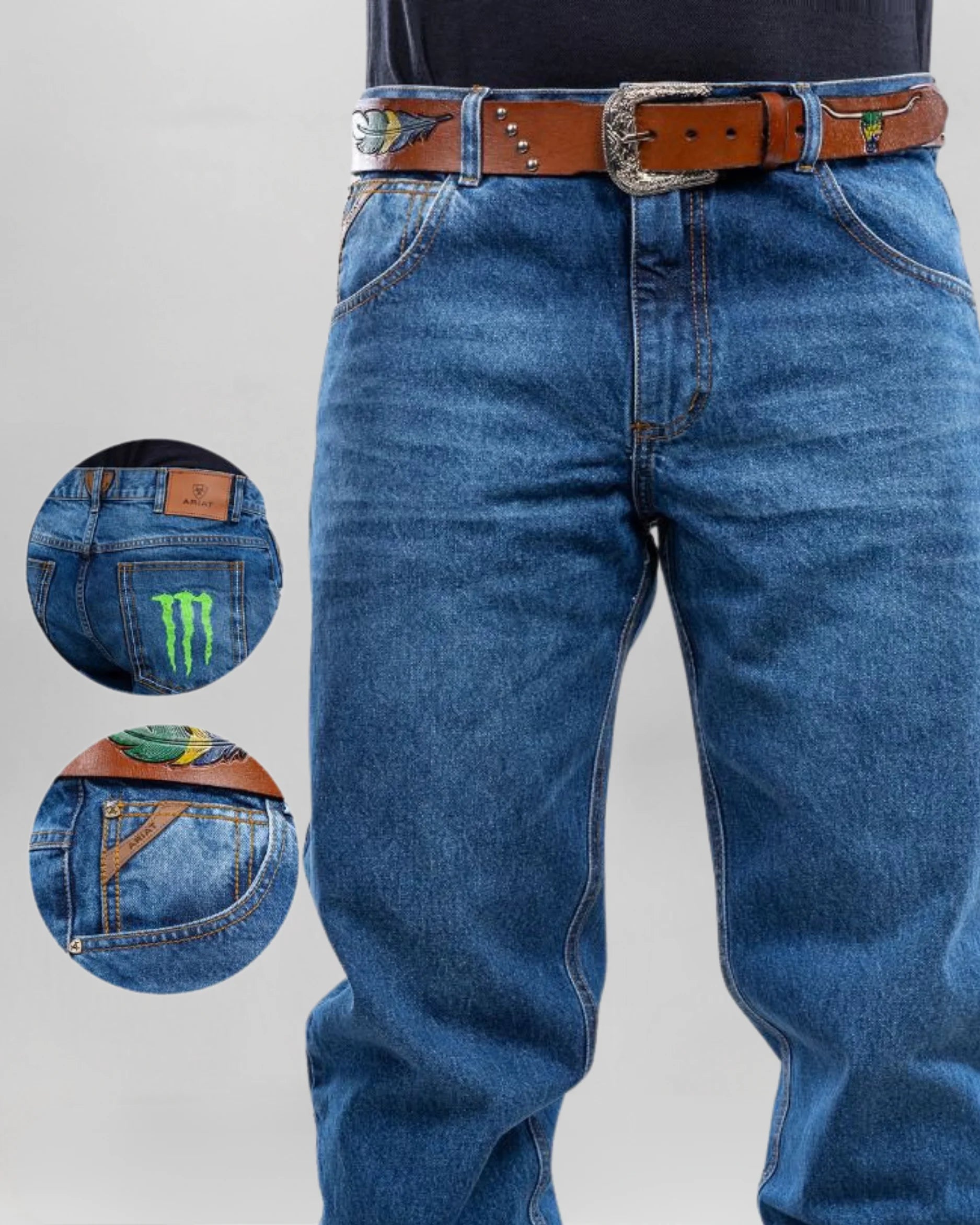 Calça Country Masculina ARIAT Monster Balão Americano vista traseira