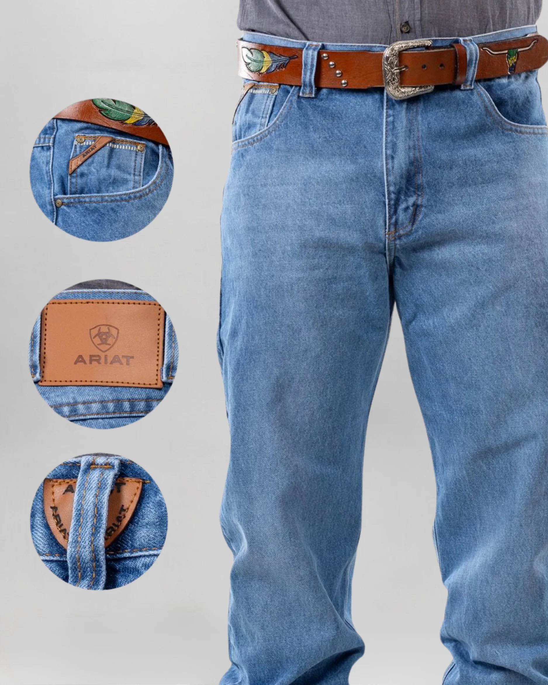 Calça Country Masculina ARIAT Balão Americano Acabamento Especial vista traseira