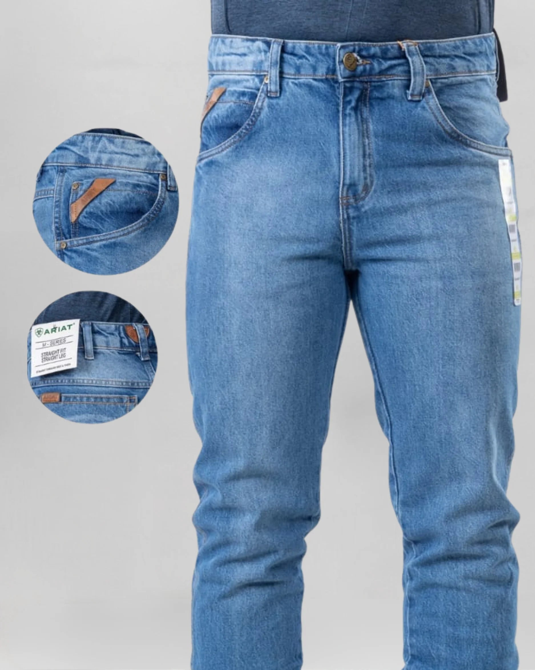 Calça Country Masculina ARIAT M5 Slim caqui vista traseira