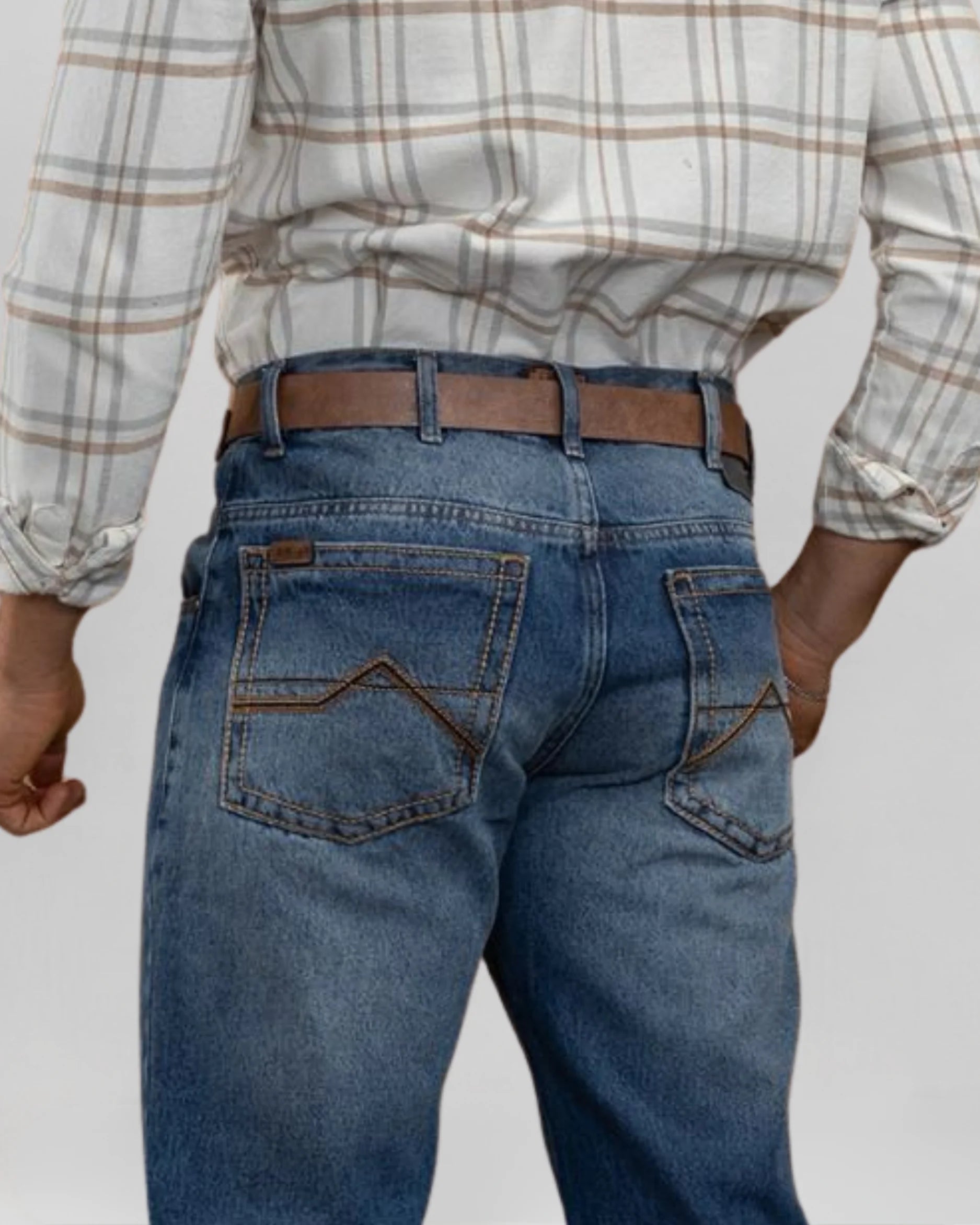 Calça Country Masculina ARIAT M5 Slim médio detalhe acabamento