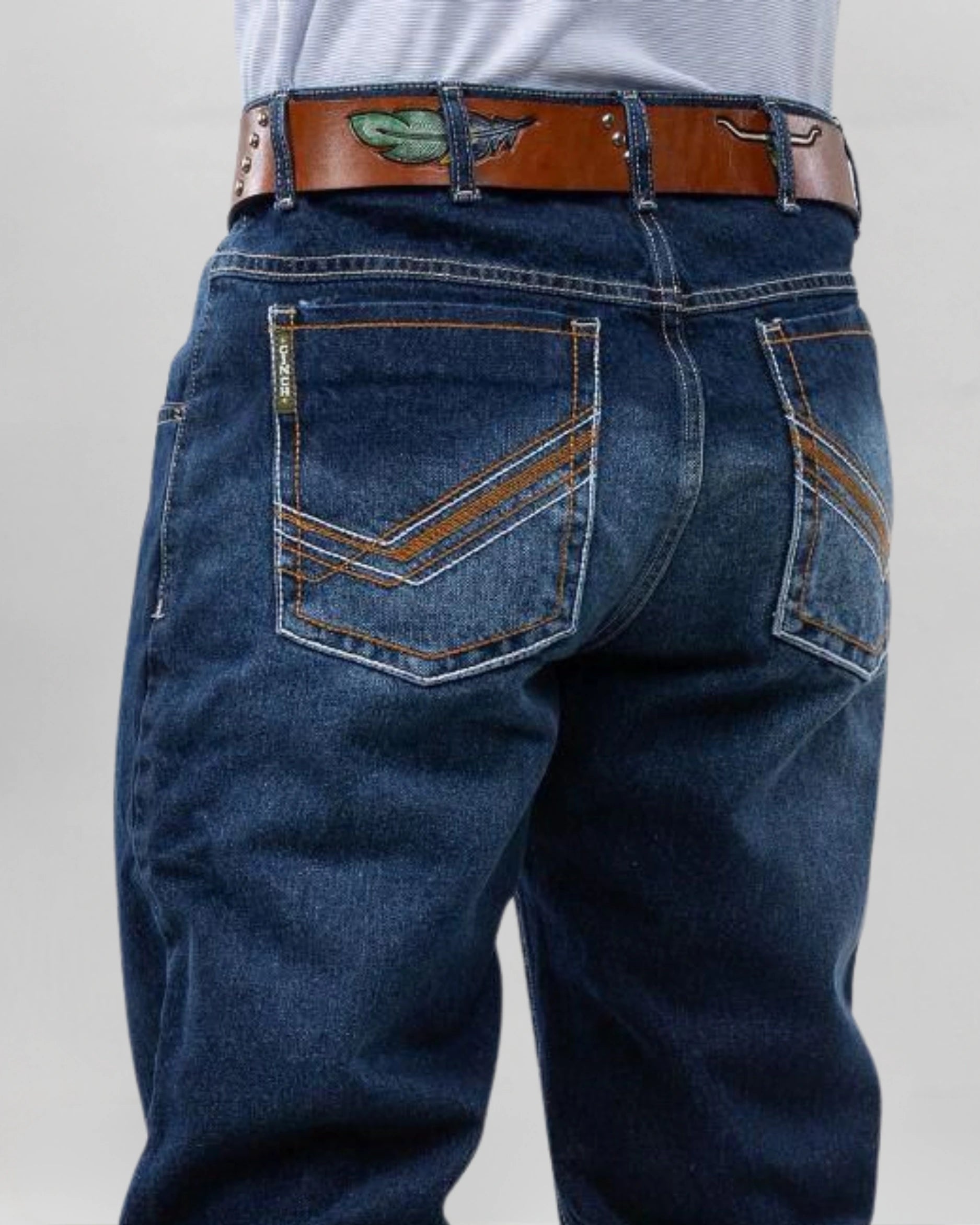 Calça Country Masculina Cinch Balão Americano índigo detalhe acabamento premium