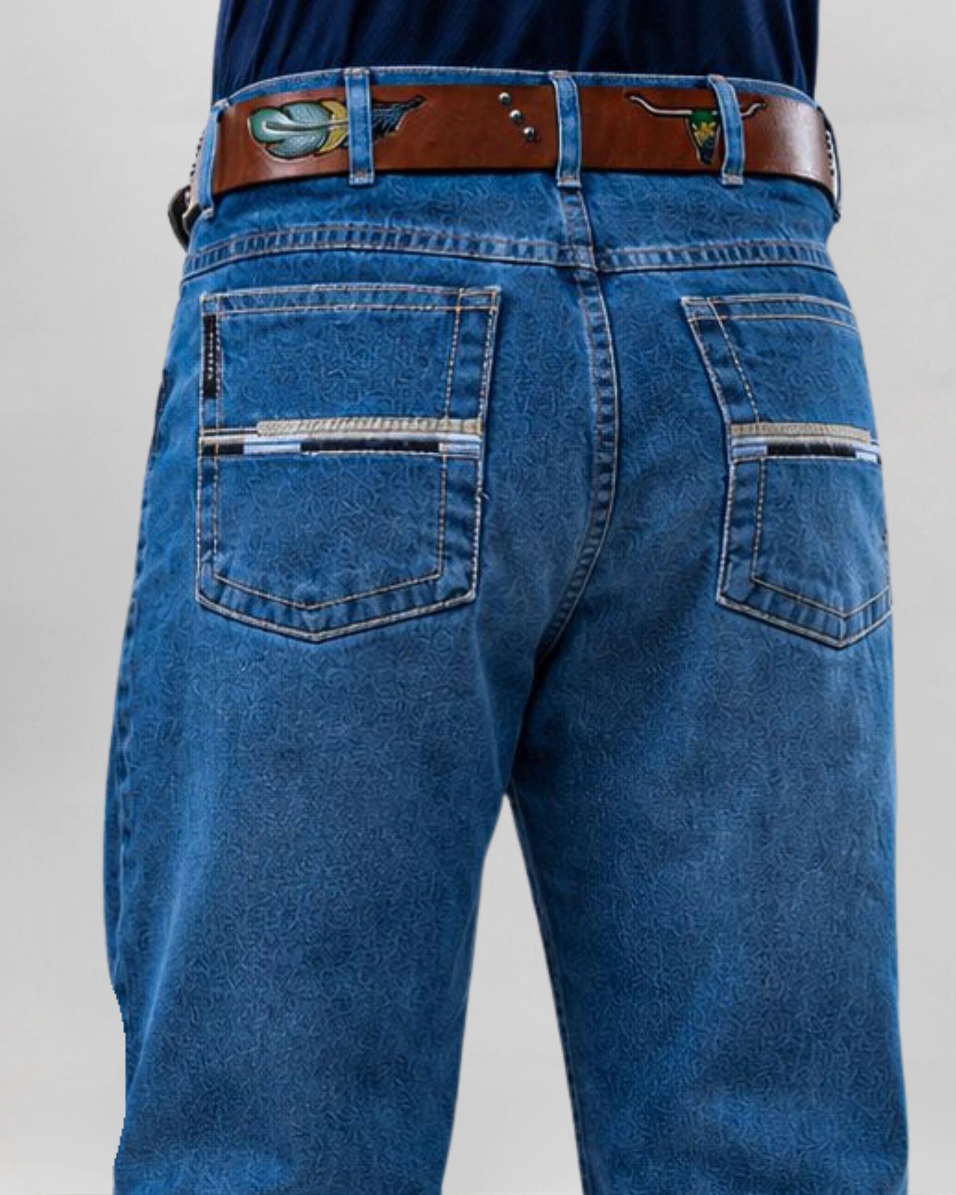 Calça Country Masculina Cinch Balão Americano marinho detalhe do acabamento