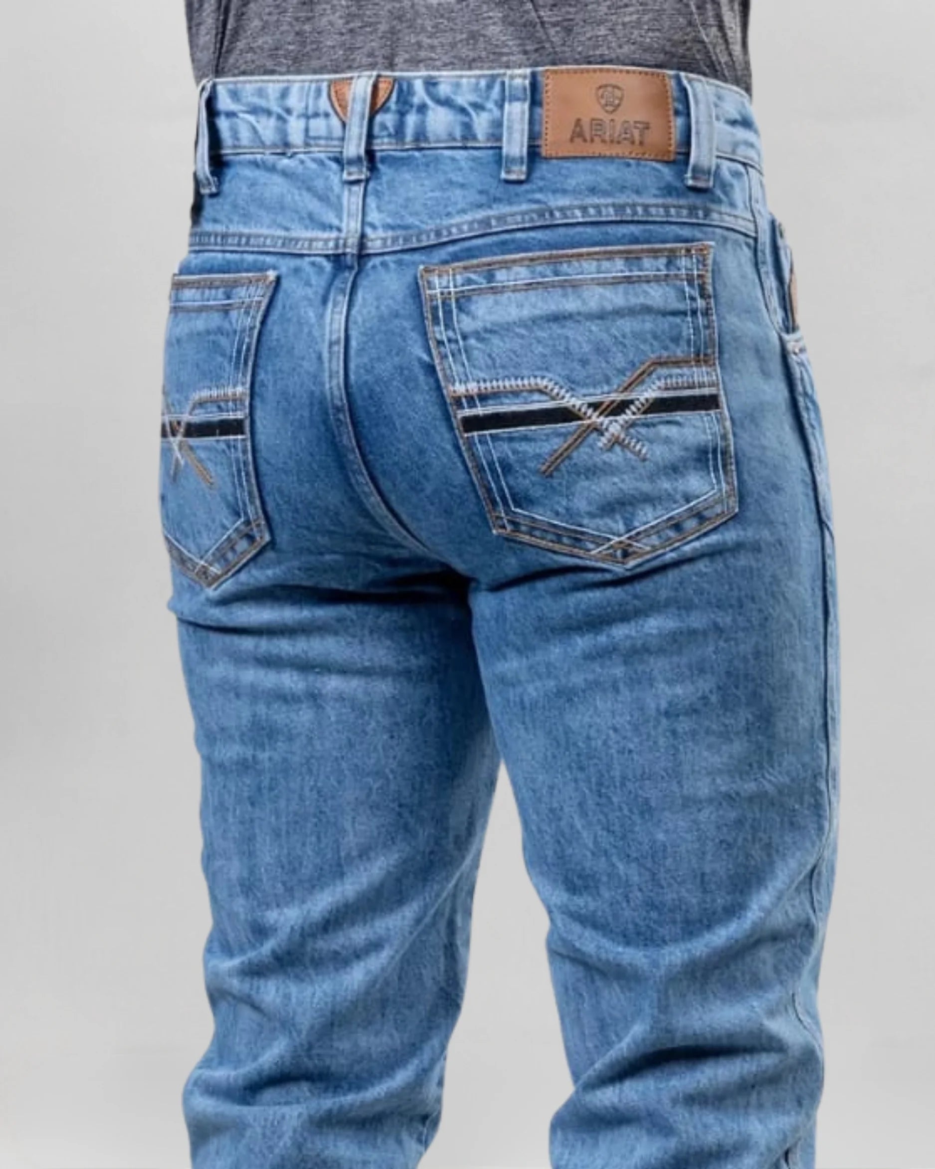 Calça Country Masculina ARIAT M5 Slim black detalhe do acabamento