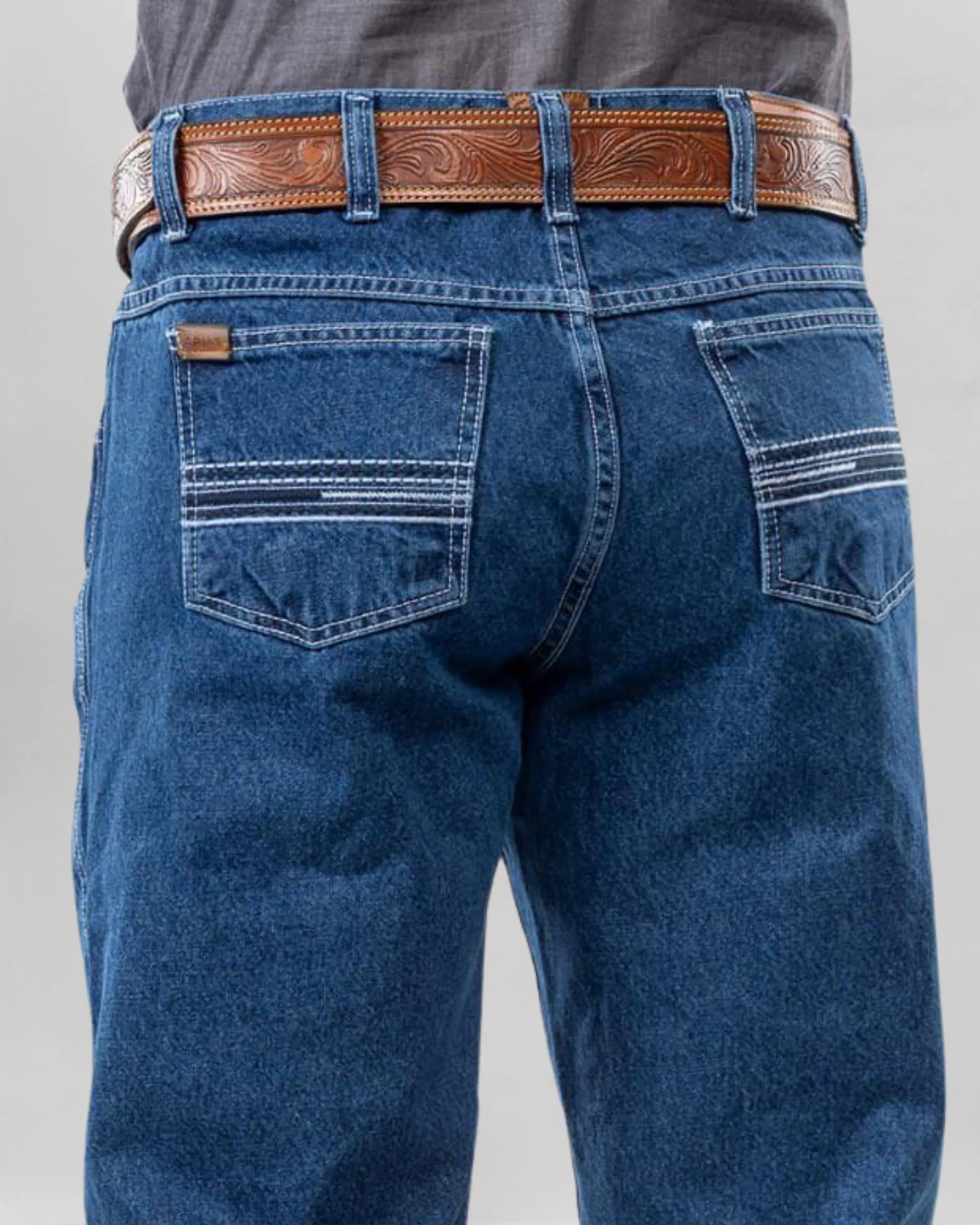 Calça Country Masculina ARIAT Balão Americano stonewashed detalhe acabamento