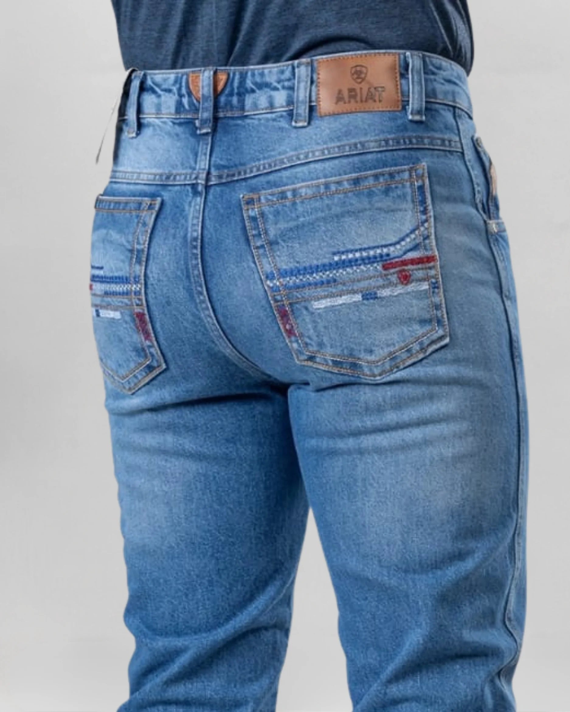 Calça Country Masculina ARIAT M5 Slim caqui detalhe do acabamento