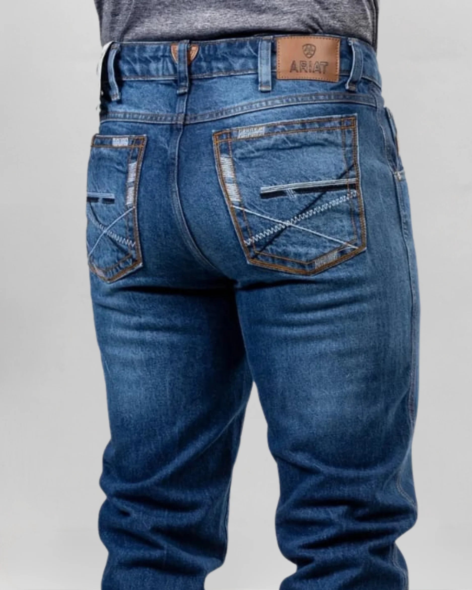 Calça Country Masculina ARIAT M5 Slim verde escuro detalhe acabamento